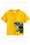Astronaut-Dinosaur-Scooter Printed 3-Pack Unisex Gray-Navy Blue-Yellow Children's T-Shirt - 2