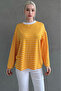 Mustard Crew Neck Striped Long Sleeve T-Shirt Mg2362 - 4