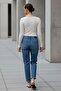 Women's Beige V-Neck Buttoned Long Sleeve Basic Slim Fit Blouse – Women's Blouse - 6