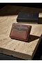 755 100% Genuine Leather Men's Wallet Card Holder Tan-Navy Blue - 3