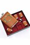 Steel Flask Premium Gift Set with Tan Leather Coating, Luxury Gift with 4 Shot Glasses - 2
