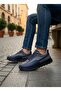 Ba0246 Navy Blue Gray Parted Lace-Up High Sole Casual Men's Shoes - 2