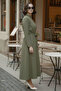 Buttoned Hijab Dress N7204 Khaki - 3