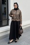Shawl Pattern Jacket Skirt Black Set - 2