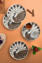 4-Piece Golden Peacock Tray 22 cm Brown-White - 2