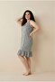 Comfortable Fit Gray Patterned Ruffled Cotton Piece Comfortable Fit Zero Sleeve Women's Dress & Home Dress - 3