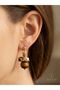 Vip Dark Amber Stone Steel Women's Stud Earrings - 3