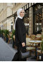 Women's Brooch Detailed Linen Fabric Oversize Shirt and Pants Two-Piece Set - 2