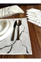 Linia Model Silver Embroidered 12 Piece Set American Service and Coffee Side Cocktail Presentation Napkin - 6