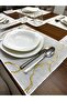 Linia Model Gold Embroidered 12 Piece Set American Service and Coffee Side Cocktail Presentation Napkin - 7