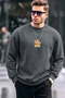 Men's Tiger Printed Loose Fit Smoked Sweatshirt