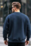 Men's Tiger Printed Loose Fit Navy Blue Sweatshirt - 5
