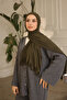 Dark Green Helen Practical Pleated Shawl with Sponge on the Front - 2