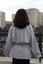 Women's Windbreaker Detailed Belted Oversized Off-Shoulder Short Trench Coat - 5