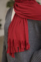 Burgundy Helen Practical Pleated Shawl with Sponge on the Front - 3