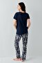 Women's Modal Pajama Set 50% Cotton 50% Modal – Short Sleeve Top & Patterned Bottom, Home Wear - 4