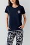 Women's Modal Pajama Set 50% Cotton 50% Modal – Short Sleeve Top & Patterned Bottom, Home Wear - 3