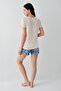Women's Shorts Pajama Set – 50% Cotton 50% Modal, Patterned Bottom with Pockets, Summer Comfortable Home Wear - 3