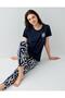 Women's Modal Pajama Set 50% Cotton 50% Modal – Short Sleeve Top & Patterned Bottom, Home Wear