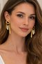 Special Asymmetrical Gold Dangle Earrings for Women with Pearl Detail - 4