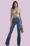 Cla Women's Medium Blue High Waist Stretch Denim Fabric Flare Jeans - 3