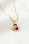 Zircon Stone Cherry Model Stainless Steel Gold Color Women's Necklace