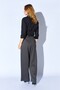 Women's Anthracite Palazzo Trousers with Internal Belt and Pleated Wool Effect Anthracite Palazzo Trousers - 8