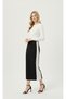 Women's Black Transparent Tulle Midi Pencil Skirt with Side Stripes – High Waist, Stylish Design - 5
