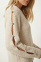 Pearl Detailed Cut Out Knitwear Sweater Lyy0137 Stone - 4