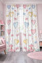 Girl's Room Double Winged Background Curtain with Colorful Heart and Bow Pattern - 2