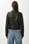 Belted Faux Leather Biker Jacket Lax0003 Black - 5