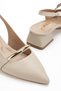 Women's Beige Casual Pointed Toe 3 cm Low Heel Shoes – Metal Accessory Data - 2
