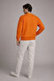 Men's America Print Loose Orange Sweatshirt - 6