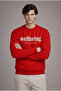 Men's Text Printed Casual Red Sweatshirt - 3