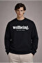 Men's Text Printed Casual Black Sweatshirt - 3