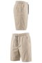 Lycra Large Size Men's Lace-Up Elastic Waist Gabardine Shorts Suitable for Weight Ranges between 120-157 Kilograms Stone - 5