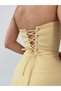 Yellow Chest Stone Embellished Strapless Evening Dress with String Ties - 6
