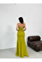 Oil Green Chest Stone Embellished Strapless Evening Dress with Rope Ties - 7