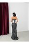 Black Stone Embellished Sequined Detachable Corset Evening Dress - 7