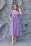 Square Neck Pocket Button Midi Summer Dress - 5