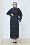 Women's Mercerized Inner Mesh Openwork Knitwear Dress - 3