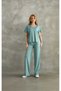 Modal Fabric V-Neck Sleeve Waist Laser Cut Piece Stretch Fabric Comfortable Casual and Stylish Bottom - Top Set Tracksuit Set - 4