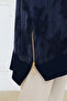 Women's Side Zipper Brush Patterned Silk Kupra Tunic - 7