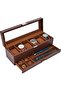 Watch Box Organizer for Men 6 Slot Watch Case with Glass Lid & Drawer Double Layer Watch Hold