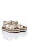 Inside and Outside, Genuine Leather Padding Sole, Beige Gold Detailed Women's Velcro Sandals - 5
