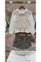 Girls' Festival Knitwear Vest, Muslin Shirt, Plaid Shorts, Skirt 4-Piece Set - 2
