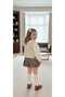 Girls' Festival Knitwear Vest, Muslin Shirt, Plaid Shorts, Skirt 4-Piece Set - 4