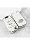 Hyundai, Kia Compatible I10, I20, Ix20, I30, Ix35, Elantra, Silver Edge Tpu Key Case Cover (White)