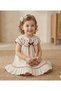 Baby Girl Peter Pan Collar Elegant Dress with Red Bow and Floral Detail 2-Piece with Bandana - 5