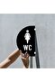 Wc - Women's Double-Sided - Side Mounted Directional Sign 18X30Cm - Black Plexiglass - 2